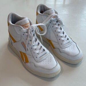 Reebok White and Yellow High-Tops Sz 7